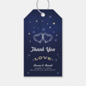 Navy Blauw Goud & Wit LIEFDE Ster Harten Bruiloft Cadeaulabel (Voorkant)