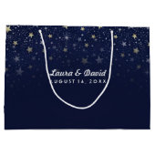 Navy Blauw Goud & Wit Sterren Bijpassende bruiloft Large Cadeautasje (Achterkant)