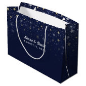 Navy Blauw Goud & Wit Sterren Bijpassende bruiloft Large Cadeautasje (Achterkant Gekanteld)