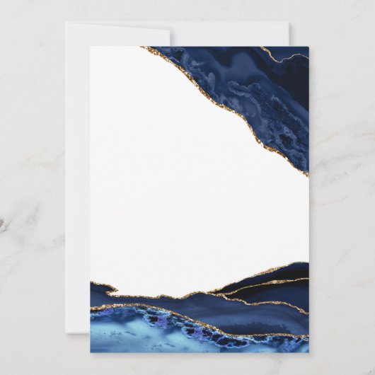 Navy Blauw Goud Witte Agaat 30e Verjaardag Kaart (Achterkant)