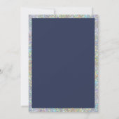 Navy blauw goud zilver holografie Sweet Sixteen Kaart (Achterkant)