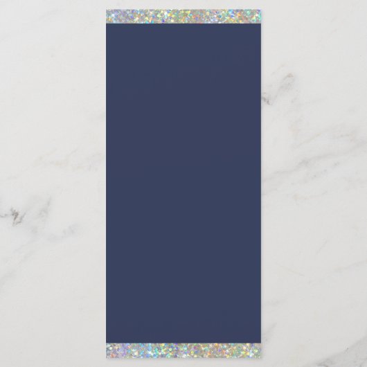 Navy blauw goud zilver holografische glitter programmakaart (Achterkant)