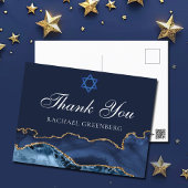 Navy Blauw Gouden Aangepaste Bat Mitzvah Dank Je Briefkaart