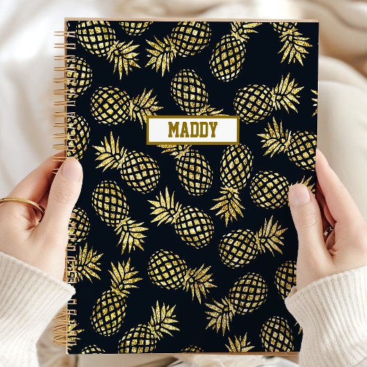Navy Blauw Gouden Ananas Gepersonaliseerd Jaarlijk Planner