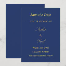 Navy Blauw Gouden Beige Save the Date
