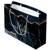 Navy Blauw Gouden Cadeautas Aangepaste Naam en Let (Achterkant Gekanteld)