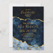 Navy Blauw Gouden Folie Bachelorette Party Uitnodi Kaart (Voorkant)