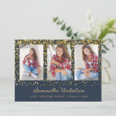 Navy Blauw Gouden Glitter Afstudeerklas 2024 (Staand voorkant)