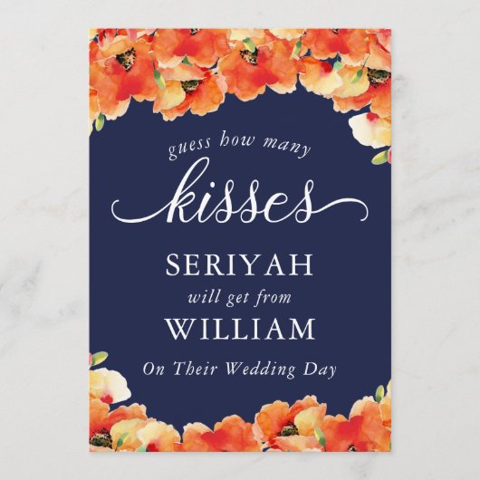 Navy blauw gouden klaproos hoeveel kussen teken kaart (Voorkant)