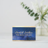 Navy blauw gouden klassieke elegante vrouwelijke h visitekaartje (Staand voorkant)