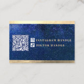 Navy blauw gouden klassieke elegante vrouwelijke h visitekaartje (Achterkant)