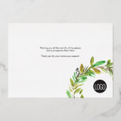 Navy Blauw Gouden Krans Vrolijk Kerstfeest Folie Feestdagenkaart (Achterkant)