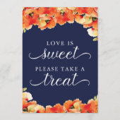 Navy Blauw Gouden Poppy Liefde is Lief Teken Kaart (Voorkant)