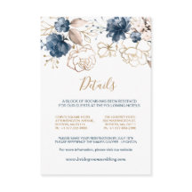 Navy blauw & gouden rozen Wedding Details