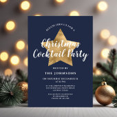 Navy Blauw Gouden Ster Kerstmis Cocktail Party Kaart
