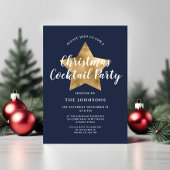 Navy Blauw Gouden Ster Kerstmis Cocktail Party Kaart
