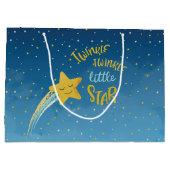 Navy Blauw Gouden Twinkle Kleine Star Gift Bag Groot Cadeauzakje (Achterkant)