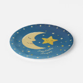 Navy Blauw Gouden Twinkle Kleine Ster Papieren Bordje (Gekanteld)