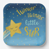 Navy Blauw Gouden Twinkle Kleine Ster Papieren Bordje (Voorkant)