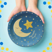 Navy Blauw Gouden Twinkle Kleine Ster Papieren Bordje