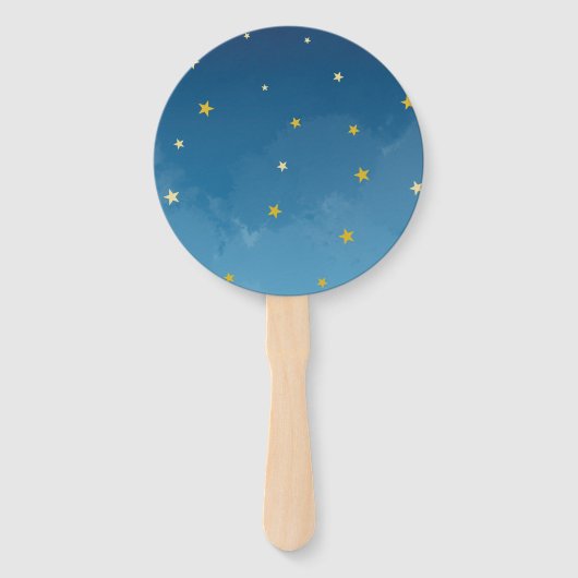 Navy Blauw Gouden Twinkle Kleine Ster Set van Vent Handwaaier (Achterkant)