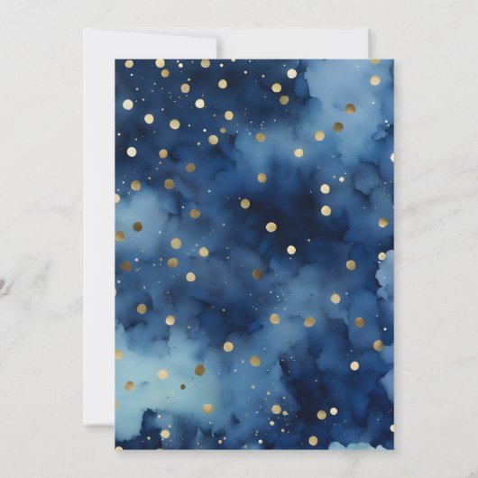 Navy Blauw & Gouden Waterverf Doop Kaart (Achterkant)