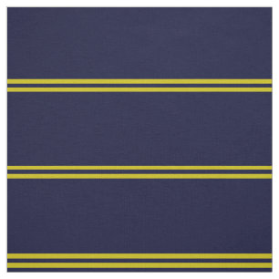 Navy blauw, goudstrips stof