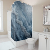 Navy Blauw Grijs Lichtblauw Wit Modern Douchegordijn (In situ)