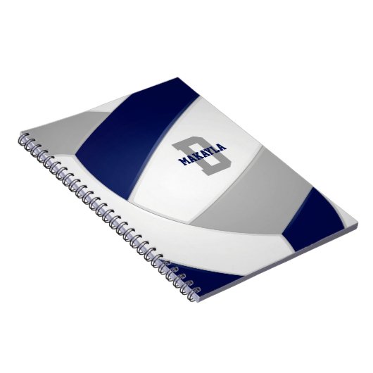 Navy blauw grijs meisjes jongens volleybal notitieboek (Rechterzijde)