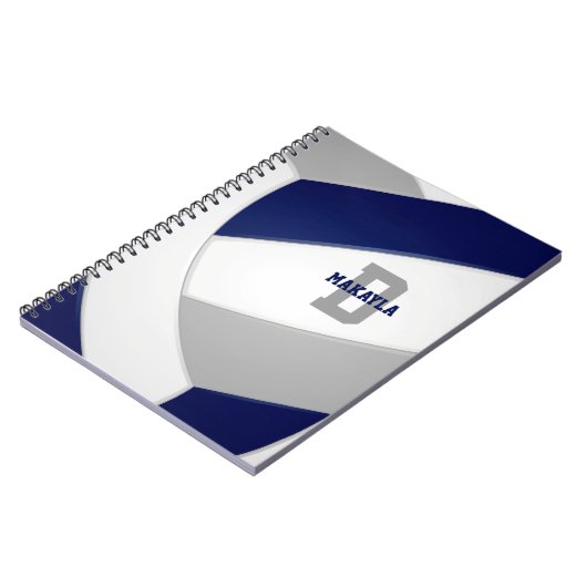 Navy blauw grijs meisjes jongens volleybal notitieboek (Linkerzijde)