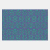 Navy Blauw & Groen Loch Ness Monster Damask Inpakpapier Vel (Voorkant 3)