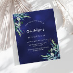 Navy blauw groen verjaardagsuitnodiging<br><div class="desc">Een marineblauwe achtergrond,  versierd met groen. De kleur van het blauw is ongelijk. Personaliseer en voeg jouw namen en feestdetails toe. 1 vel = 1 uitnodiging afgedrukt rand tot rand.</div>
