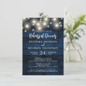 Navy Blauw Hout String Licht Repetitie Diner Kaart (Staand voorkant)