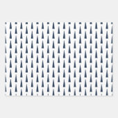 Navy Blauw Kerstmis Sneeuwvlokken Evergreen Bomen Inpakpapier Vel (Voorkant 3)