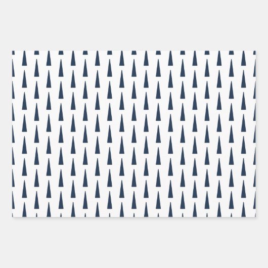 Navy Blauw Kerstmis Sneeuwvlokken Evergreen Bomen Inpakpapier Vel (Voorkant 3)