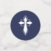 Navy Blauw Kruis Sneeuwvlokken Foto Winter Doop Confetti (Kleine voorkant)