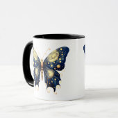 Navy blauw licht groen goud vlinder halloween mok (Voorkant links)