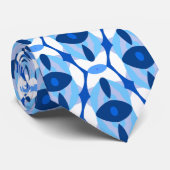 Navy blauw & lichtblauw Abstract geometrisch Stropdas (Opgerold)