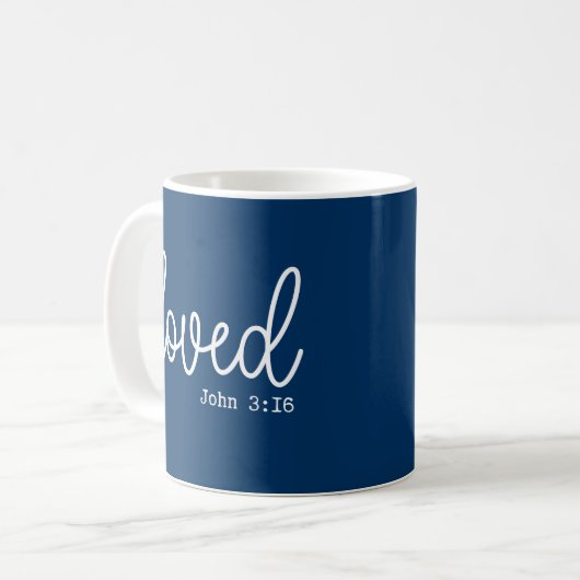 Navy blauw Liefde Geloof Quote minimalistisch Koffiemok (Voorkant links)