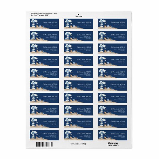 Navy-blauw maritiem retouradreslabel etiket (Full Sheet)