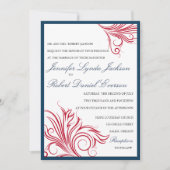 Navy blauw met uitnodiging voor de bruiloft met ro (Voorkant)