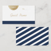 Navy blauw minimalistische moderne trouwkaarten plaatskaartje (Voorkant / Achterkant)