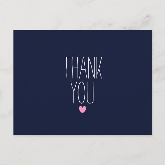 Navy blauw modern dank u briefkaart (Voorkant)