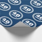 NAVY BLAUW Moderne 40e Verjaardag Custom Name V8 Cadeaupapier (Hoek)