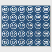 NAVY BLAUW Moderne 40e Verjaardag Custom Name V8 Cadeaupapier (Vlak)