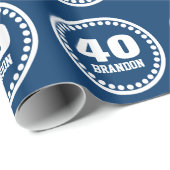 NAVY BLAUW Moderne 40e Verjaardag Custom Name V8 Cadeaupapier (Rol Hoek)