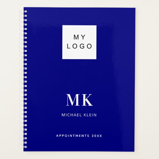 Navy blauw monogram initialen business 2026 planner (Voorkant)