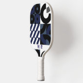 Navy blauw naadloos patroon | Modern monogram Pickleball Paddle (Links)