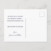 Navy Blauw Nautisch Touw Bruiloft Save the Date Aankondigingskaart (Achterkant)