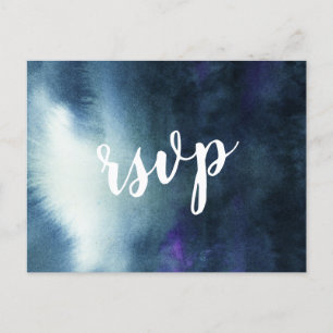 Navy Blauw Ombre Goud Glitter Bruiloft RSVP Uitnodiging Briefkaart